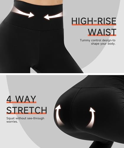 High Waisted Capri Leggings for Women - Soft Yoga Pants - Black, L-XL