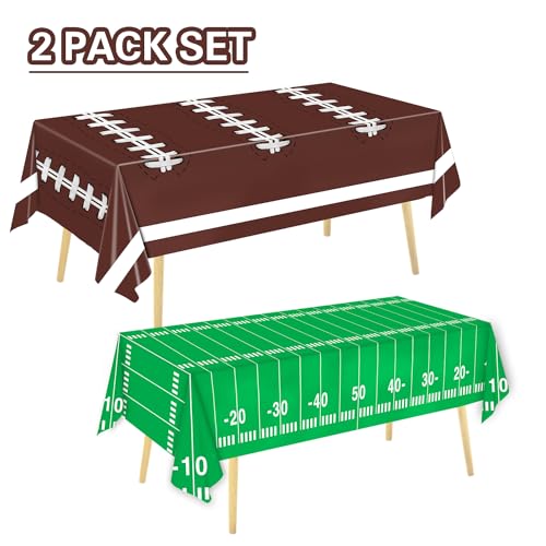 Football Field Disposable Tablecloths - 54 x 108 Inch, 2 Pack