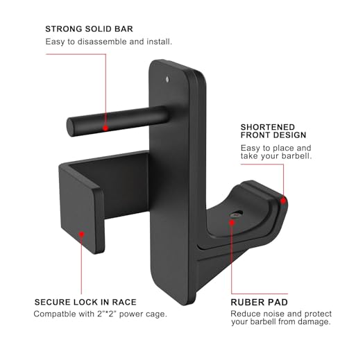 J-Hooks for 2"x2" Power Rack with 1/2" Hole - Steel Hooks, Set of 2