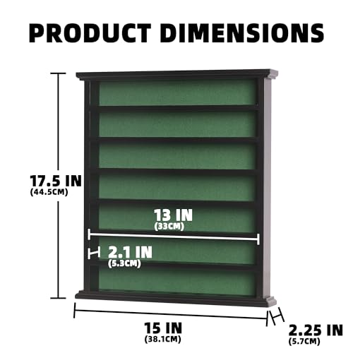 Golf Ball Display Case Rack with Green Felt Background, No Door