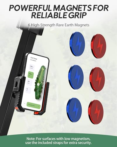 Magnetic Golf Cart Phone Holder - 360° Rotation - Red