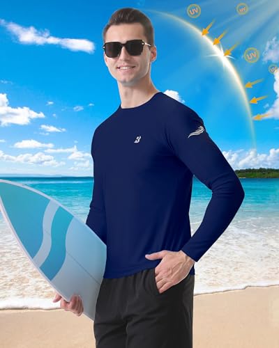 Roadbox Men's Large Navy Blue Long Sleeve Rash Guard UPF 50+ Swim Shirt
