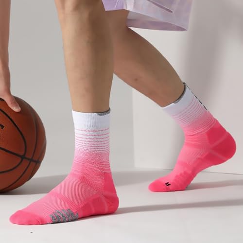 Breathable Athletic Crew Socks - Cushioned Compression, 4 Pairs, Size 6-12