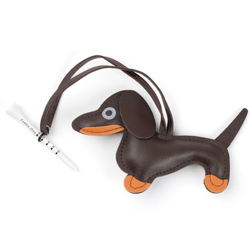 Dachshund Golf Tee Leash and Anchor – Anti-Loss Tether – Dark Brown