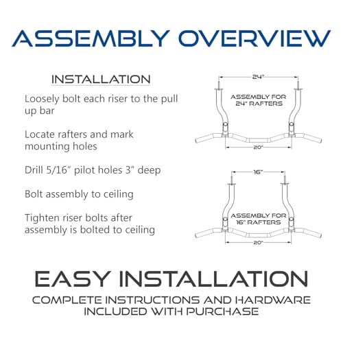 Ceiling Mount Pull Up Bar with Reversible Risers - Ultimate Grip