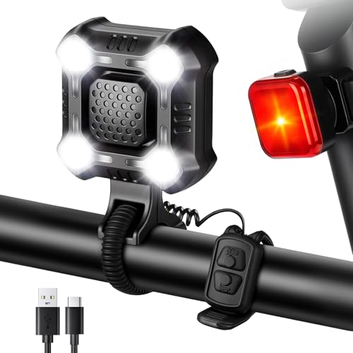 WSDCAM 140dB Bike Horn with Front & Rear LED Light – 2-in-1 Rechargeable