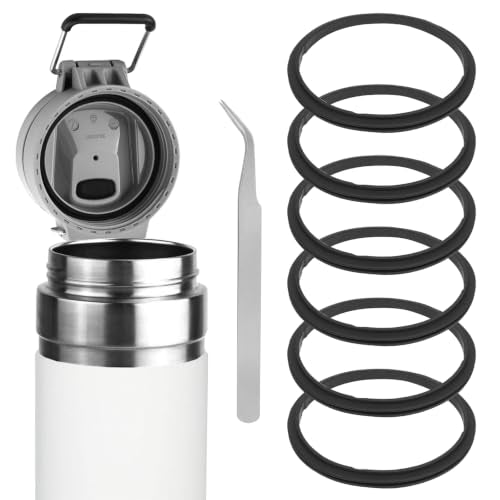 6 Pack Silicone Water Bottle Gasket Replacement - Black