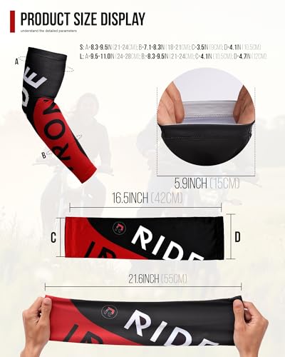 UPF 50+ Cooling Neck Gaiter and Arm Sleeves Set - Large Black & Red