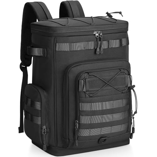 Hafmall 48 Can Tactical Cooler Backpack Black Insulated Leakproof 30L