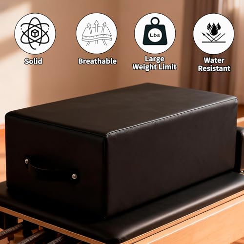 Pilates Sitting Box with Leather Cover & Foam Padding - 23.6x15.7x9.8