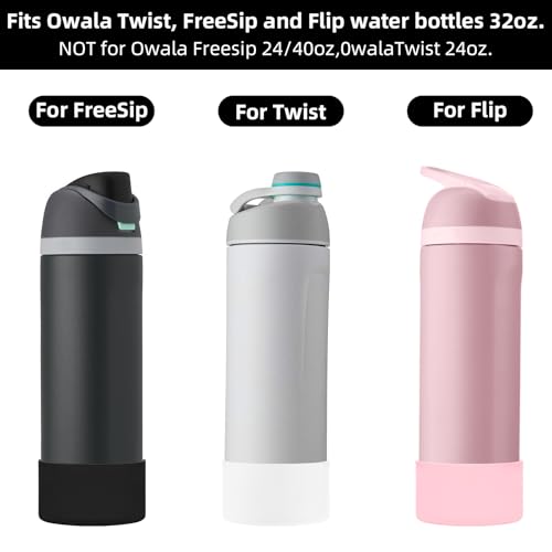 Silicone Boot for Owala FreeSip Bottles - 2-Piece Set, 24oz - Black & Grey