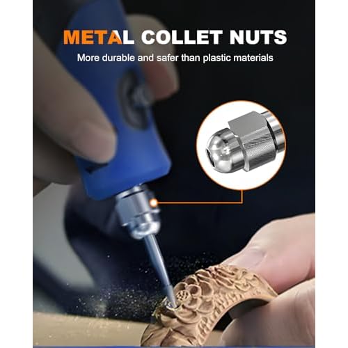 15Pcs Chuck Collet Set for Dremel Tool Accessories, 1/32¡± (0.8mm) to 1/8¡± (3.2mm) Shank Replacement 4486 Rotary Tool Keyless Quick Change Chuck Bit with Replacement 4485 Brass Collet Metal Nut