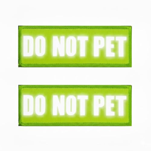Reflective DO NOT PET Patch for Service Dogs - 2 Pack, Green