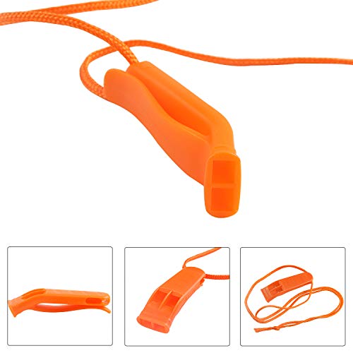 Safety Whistles Set - 10 Pcs Plastic Whistles with Lanyard - Orange