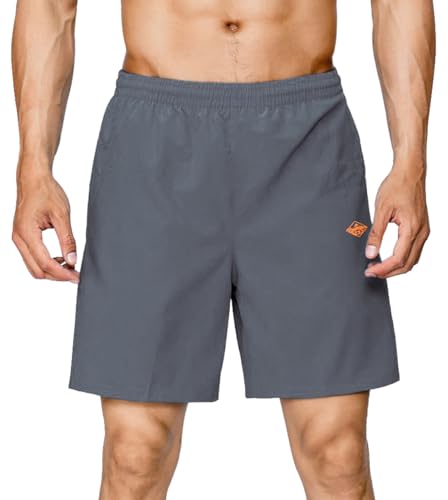 Men's Quick Dry Athletic Shorts - Lightweight Gym Shorts with Pockets - Gray 40-42