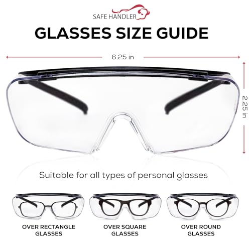 SAFE HANDLER Duarte Premium Over Glasses 3 PAIRS | ANSI Z87.1, Impact Resistant Polycarbonate Lens, UV400, Anti-Fog & Anti-Scratch, Box of 3