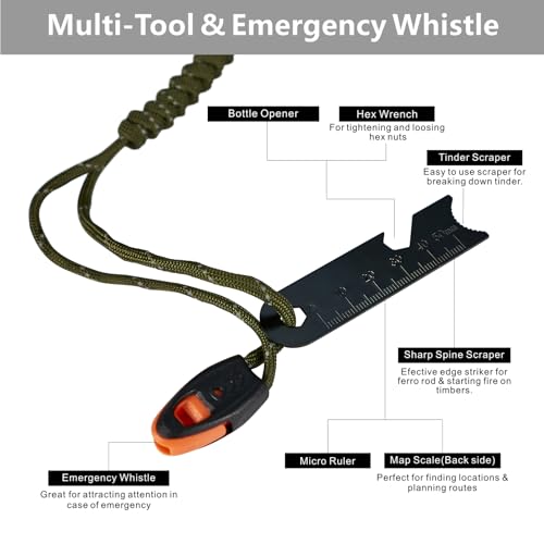 Ferro Rod Fire Starter Kit with Paracord Lanyard & Multi-Tool - 1