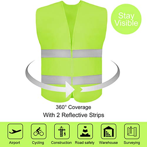 DUSKCOVE 20 Pack High Visibility Safety Vest for Traffic Work, Running, Surveyor and Security Guard - Construction Vest with 2 Reflective Strips, Made from Breathable Neon Yellow Mesh Fabric