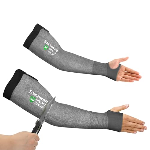 Schwer AIR-SKIN ANSI A6 Cut Resistant Arm Sleeves for Men & Women, Arm Protectors for High Risk Work, Gardening Sleeves