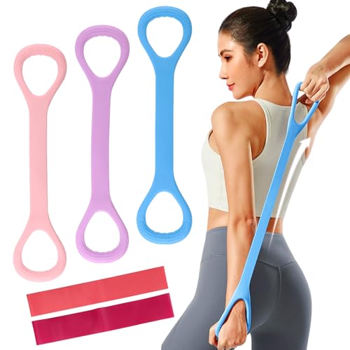 Figure 8 Resistance Bands - 3pcs Elastic Bands with Handles, Red