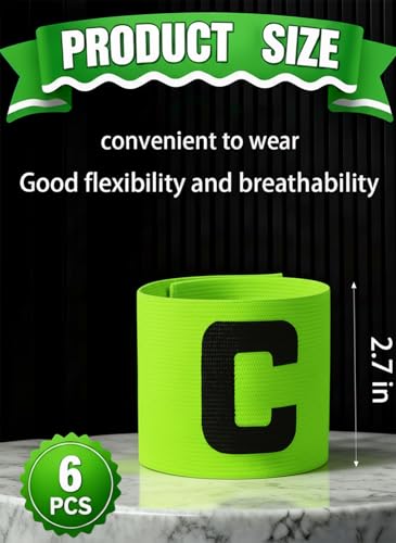 Captain's Armband Set - 6 Green Soccer & Rugby Armbands