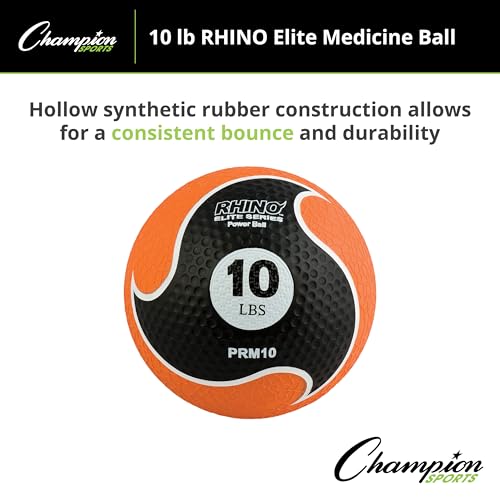 10 lb Champion Sports Rhino Elite Medicine Ball - Textured Grip