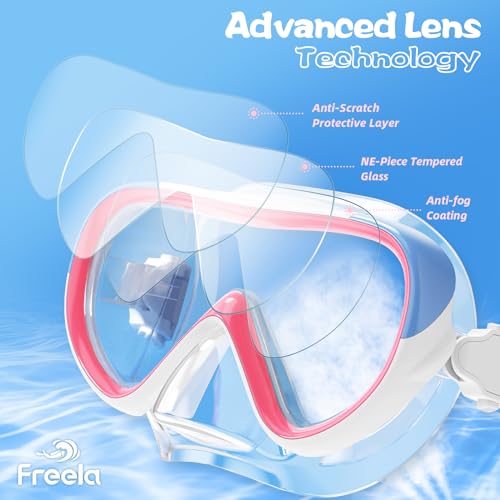 Kids Swimming Goggles with Nose Cover - Anti-Fog No Leakage - Pink