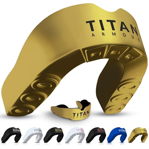 Titan Armour Adult Solid Gold Dual-Layer Boil & Bite Mouthguard for Boxing & Martial Arts
