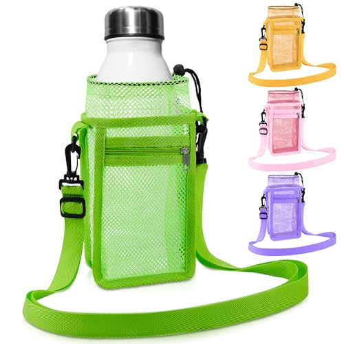 Berlune Mesh Water Bottle Holder with Adjustable Strap - 8 Pack, Multi-Color