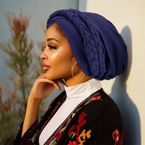 DRESHOW 3 Pack Twisted Turban Head Wraps for Black Women - Burgundy, Black, Navy Blue