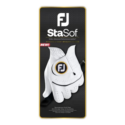 Men's StaSof Golf Glove - White, Large, Left Hand