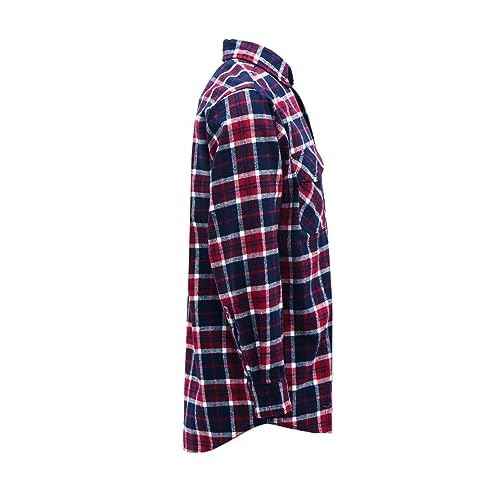 BOCOMAL FR Hooded Shirts Button Down Heavyweight Flannel Plaid Hoodies Fire Retardant Flame Resistant Welding Jacket