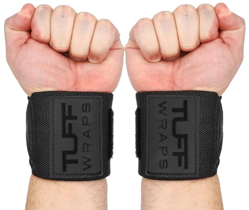 Wrist Wraps for Weightlifting - No Thumb Loops, Black/Black