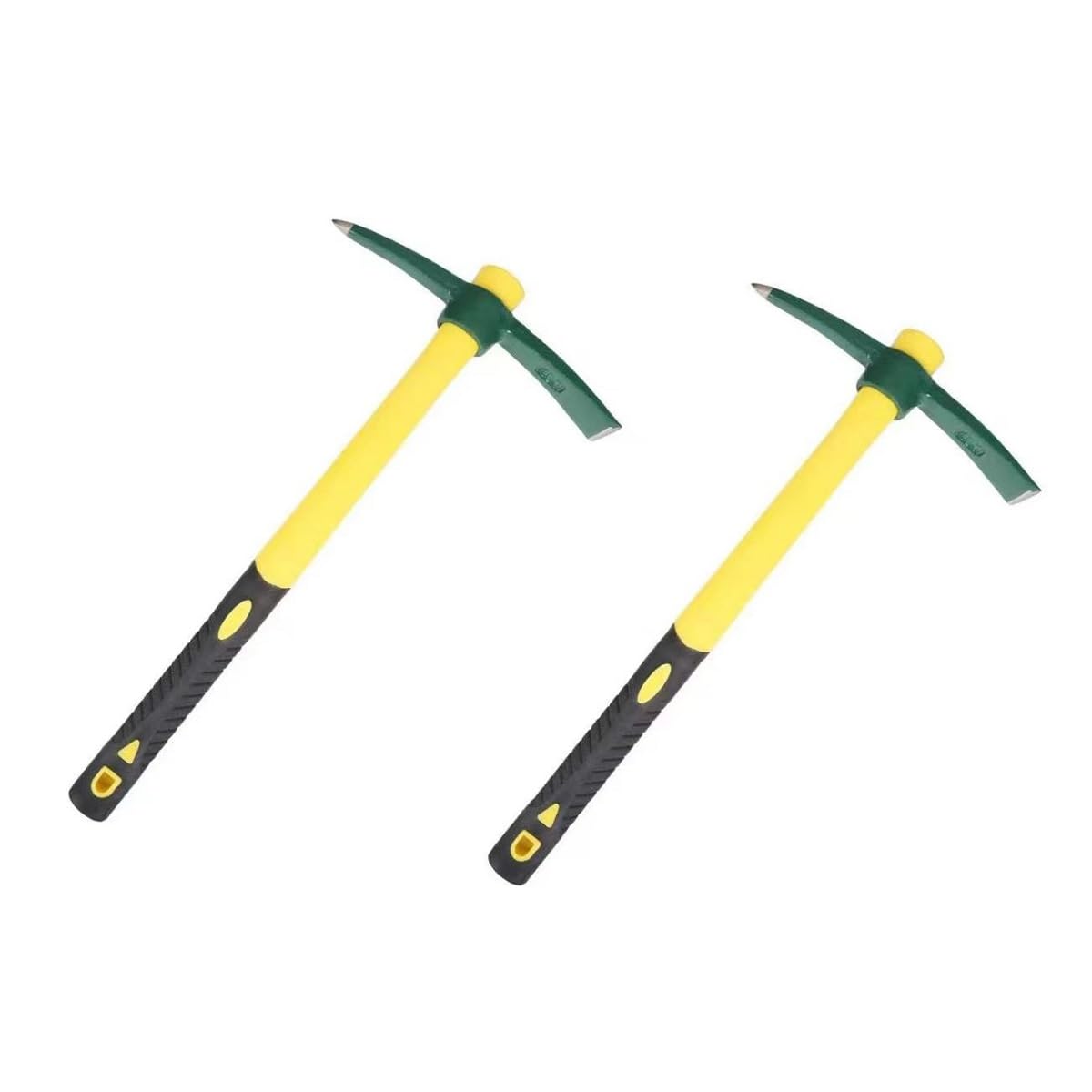 ESCULTORA 2PCS 18 Inches Steel Forged Pickaxe, Sturdy Durable Mattock Hoe, Weeding Pick Axe with Lightweight Plastic Coated Fiberglass Handle Suitable for Digging, Weeding, Gardening, Camping