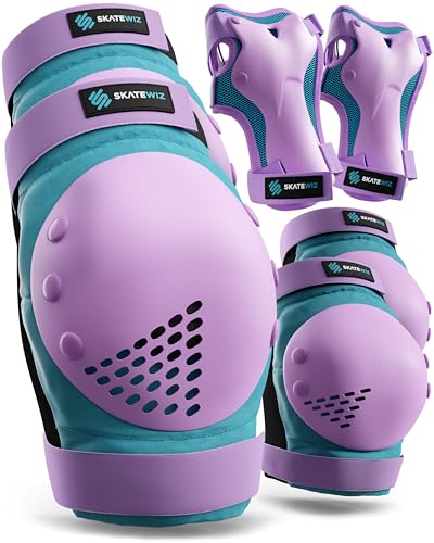 Skateboard Protective Gear Set for Kids and Adults - M/L - Blue Purple