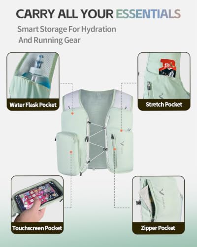 Visisite Green Hydration Running Vest Backpack with Phone Holder for Men Women