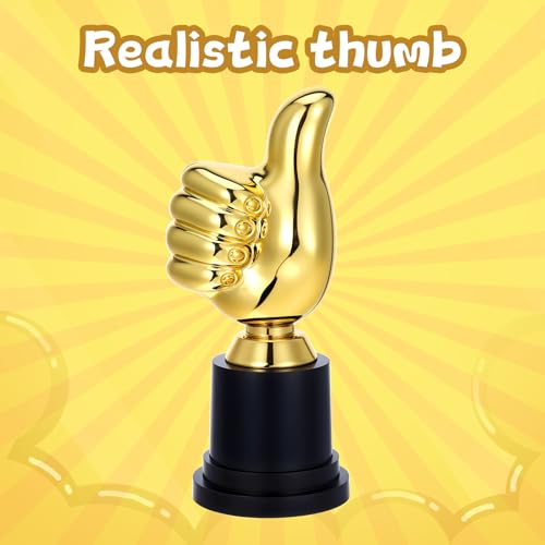 Golden Thumbs Up Trophy - 5 Inch Plastic Award for Events