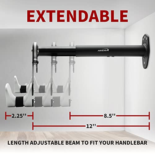 Ibera Horizontal Bike Wall Mount Hanger - Adjustable Frame Holder for Road MTB Hybrid & Kids Bikes - 1 Pack