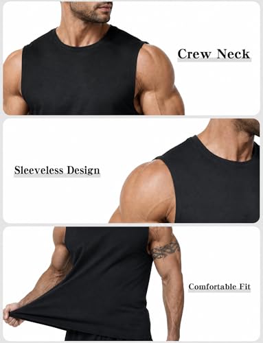 Kinglaman 1/4 Pack Men's Dry Fit Tank Tops Sleeveless Workout Shirts – 4 Colors XS-XL