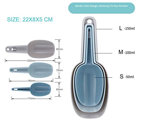Set of 3 Plastic Scoops for Flour, Ice, Candy & More