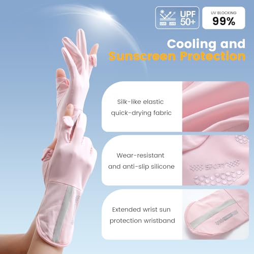 Women's UV Protection Driving Gloves - Touchscreen Full Finger - Platinum Gray
