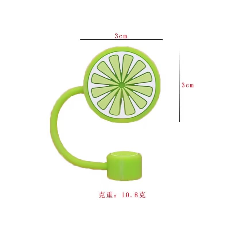Green Lemon Silicone Straw Cover for 10mm Tumbler Straws - Protective Cap