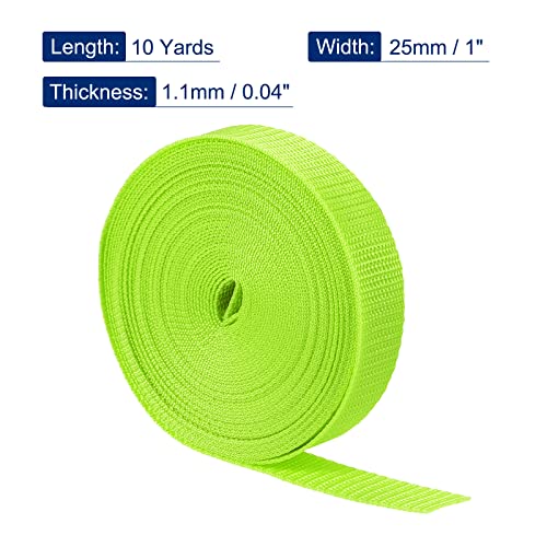 Lightweight Polypropylene Webbing Strap 1" x 10 Yards - Fluorescent Green
