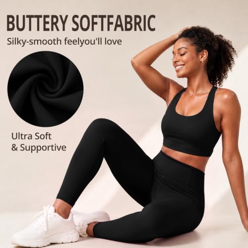 Hmuuo 3 Pack High Waist Tummy Control Yoga Leggings for Women - Large-X-Large, Black