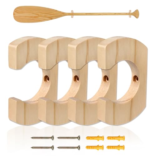 Wooden Paddle Hanger Rack - 4 Pack Clear Varnish Storage