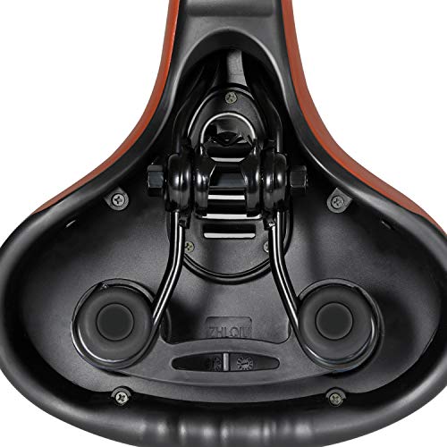 ZHIQIU Comfortable Bicycle Saddle Seat Cushion with Dual Shock Absorbing Ball, Memory Foam - Brown Hollow