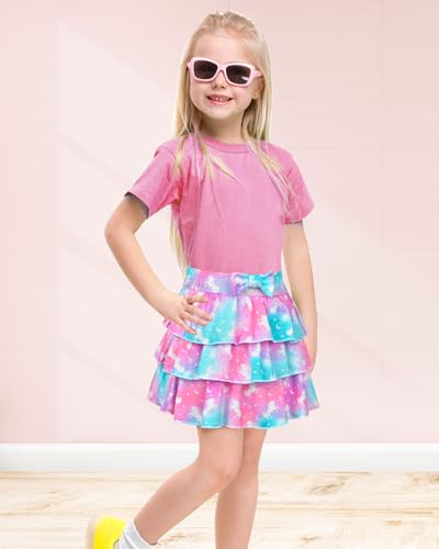 Kids Skirts for Girls 4-5T Unicorn Blue & Purple Ruffle Scooter Skirts