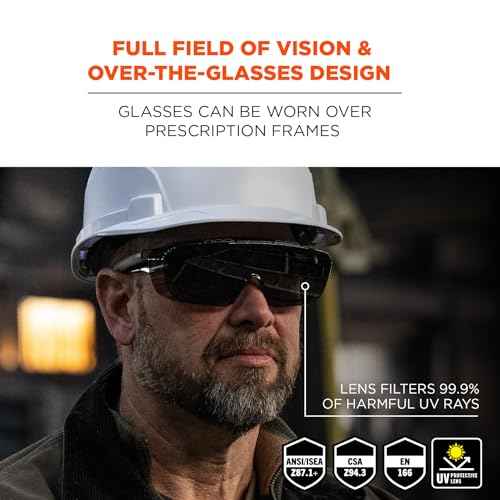 Ergodyne Skullerz OSMIN OTG Safety Glasses, Over the Glasses Protective Eyewear, ANSI z87.1