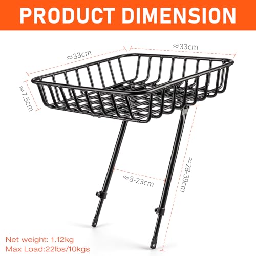 CXWXC Front Bike Basket Rack - Large Aluminum Front Rack with Struts