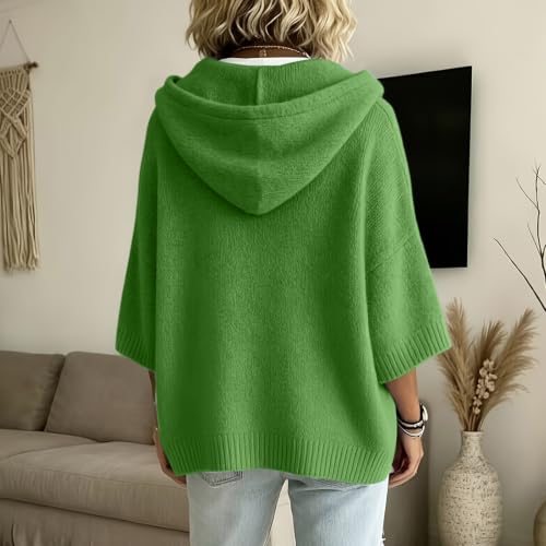 Warm Striped Oversized Hoodie for Women - X-Large Green